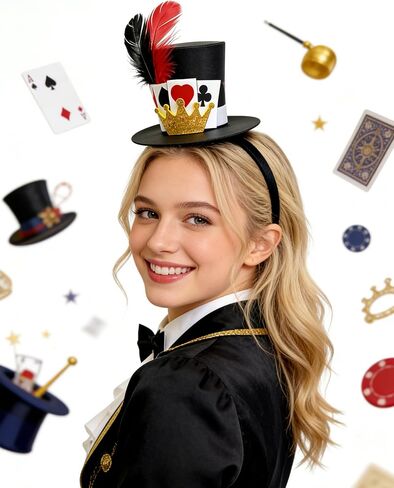 Poker Mini Top Hat Headband for Adults Party Halloween in Saudi Arabia