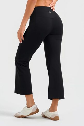 Yogipace Women's Capri Yoga Pants with Side Pockets, High Rise Cropped Flare Leggings for Travel, Lounge, 23"/25"/28" Inseam in Kuwait