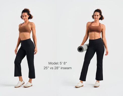 Yogipace Women's Capri Yoga Pants with Side Pockets, High Rise Cropped Flare Leggings for Travel, Lounge, 23"/25"/28" Inseam in Kuwait