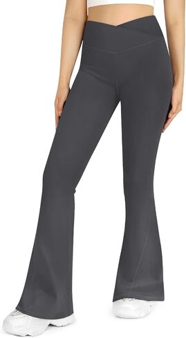 High Waisted Flare Leggings for Women, Crossover Tummy Control Bootcut Yoga Workout Pants Tall Casual Work in Saudi Arabia