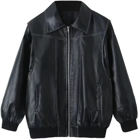 Women Aesthetics Fairycore Jackets Faux Leather Coats Y2K Outfits Coquette Harajuku Streetwear Casual Outerwear in Saudi Arabia