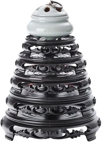 GOLDY&WENDY 7 Inch Round Vase Planter Display Stand Handmade Oriental Home Decoration Base Pedestal in Kuwait