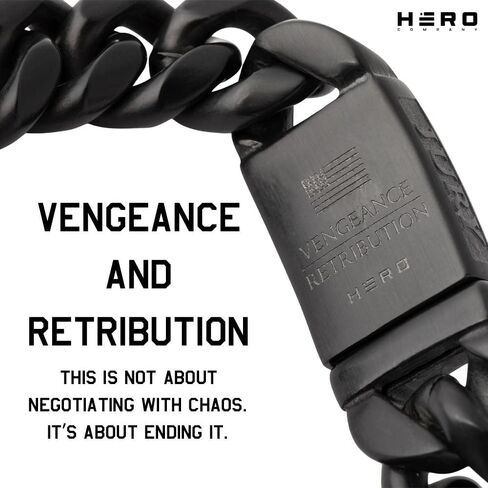 Hero Company Cuban Link Bracelet for Men - ‘Vindicta Retribution’ Black Skull Stainless Steel Bracelet - Helps Pair Veterans With A Service Dog or Shelter Dog in Saudi Arabia