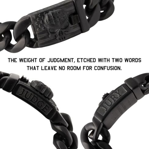 Hero Company Cuban Link Bracelet for Men - ‘Vindicta Retribution’ Black Skull Stainless Steel Bracelet - Helps Pair Veterans With A Service Dog or Shelter Dog in Saudi Arabia