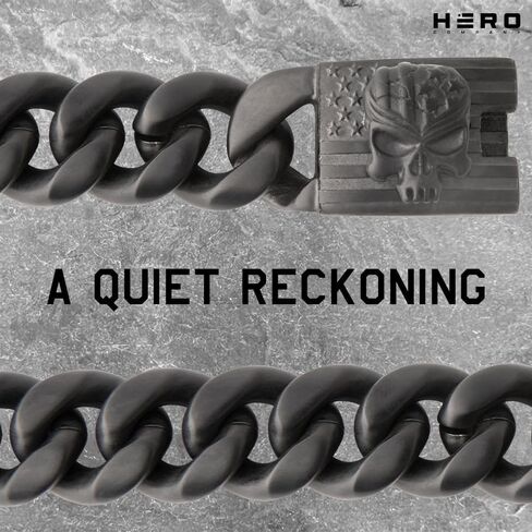 Hero Company Cuban Link Bracelet for Men - ‘Vindicta Retribution’ Black Skull Stainless Steel Bracelet - Helps Pair Veterans With A Service Dog or Shelter Dog in Saudi Arabia