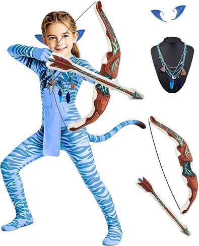 4Pcs Kids Cosplay Set, Blue Striped Costume with Bow and Arrow in Saudi Arabia