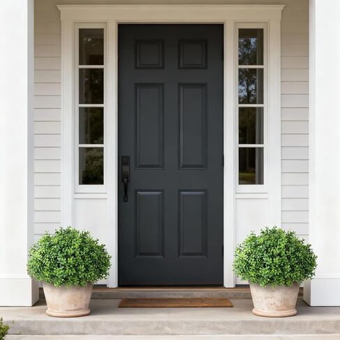 Set of 2 Artificial Boxwood Topiary Ball Trees - UV Resistant Faux Boxwood Potted Plants, Spring Summer Greenery Fake Bushes for Front Door Farmhouse Garden Porch Outdoor Decor in Saudi Arabia