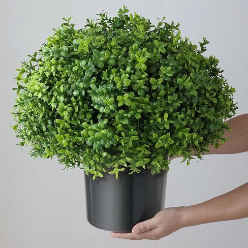 Set of 2 Artificial Boxwood Topiary Ball Trees - UV Resistant Faux Boxwood Potted Plants, Spring Summer Greenery Fake Bushes for Front Door Farmhouse Garden Porch Outdoor Decor in Saudi Arabia