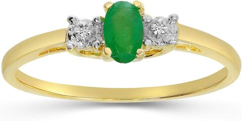 Emerald and Diamond Ring in 14K Yellow Gold in Kuwait
