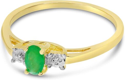 Emerald and Diamond Ring in 14K Yellow Gold in Kuwait