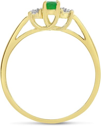 Emerald and Diamond Ring in 14K Yellow Gold in Kuwait