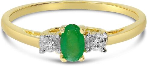Emerald and Diamond Ring in 14K Yellow Gold in Kuwait