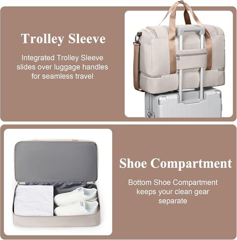 Large Travel Duffle Bag,Carry-on Overnight Weekender Bags for Women | Travel Bag with Shoe Compartment & Wet Pocket for Travel, Gym, Weekend, Hospital in Saudi Arabia