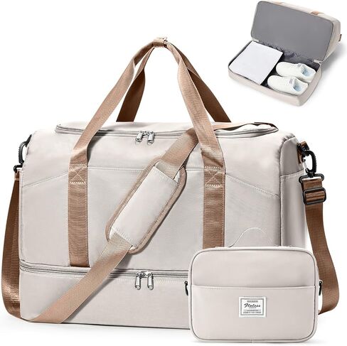 Large Travel Duffle Bag,Carry-on Overnight Weekender Bags for Women | Travel Bag with Shoe Compartment & Wet Pocket for Travel, Gym, Weekend, Hospital in Saudi Arabia