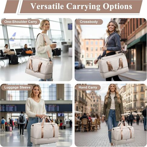Large Travel Duffle Bag,Carry-on Overnight Weekender Bags for Women | Travel Bag with Shoe Compartment & Wet Pocket for Travel, Gym, Weekend, Hospital in Saudi Arabia