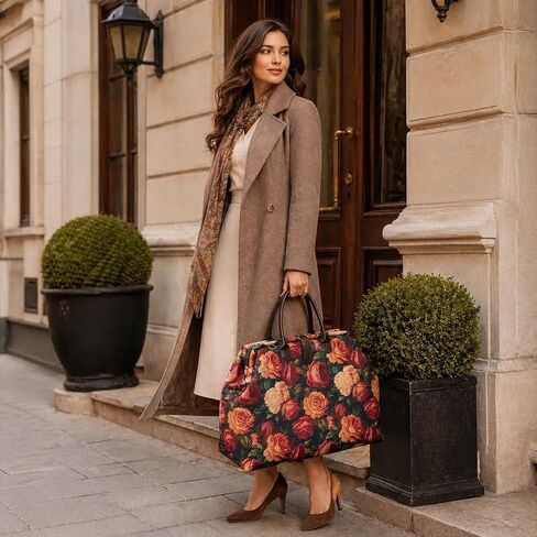 Vintage Floral Carpet Bag Large Capacity Tapestry Weekender Travel Bag for Women,Crossbody Tote for Daily Work and Travel in Saudi Arabia