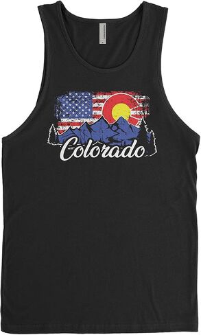 Threadrock Men's Colorado Mountains American Flag Tank Top in Kuwait
