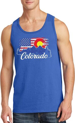 Threadrock Men's Colorado Mountains American Flag Tank Top in Kuwait
