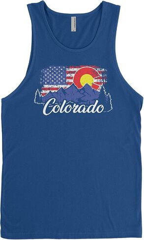 Threadrock Men's Colorado Mountains American Flag Tank Top in Kuwait