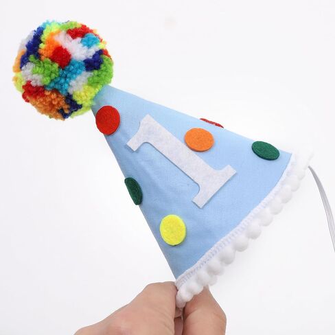 Colorful Polka Dot High Chair Banner & Hat - Little One First Birthday Decorations,Rainbow Blue One Highchair Banner,Polka Dot 1st Birthday Hat,Colorful Party Set Photo Props in Kuwait