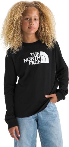 THE NORTH FACE Evolution Half Dome Long-sleeve Tee | Cotton Shirt for Boys & Girls With a Front Logo Graphic & Set-in Sleeves in Kuwait