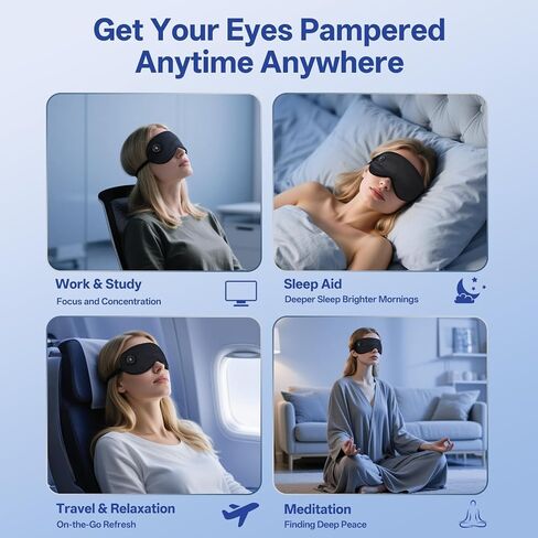 Silk Cordless Heated Eye Mask for Dry Eyes, Cordless Eye Mask Electric Warm Compress for Fast Eye Relief Rechargeable USB Heat Relax Mask for Sleep Black in Saudi Arabia