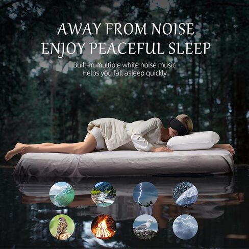 CLOZIA Sleep Headphones Wireless Bluetooth, White Noise Bluetooth Sleep Mask with 12 Soothing Sound, Sleep Mask with Bluetooth Headphones for Travel Yoga Office Meditation, Black in Saudi Arabia