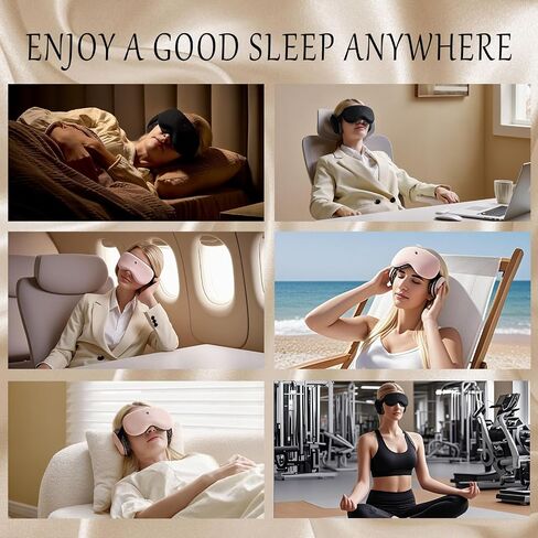 CLOZIA Sleep Headphones Wireless Bluetooth, White Noise Bluetooth Sleep Mask with 12 Soothing Sound, Sleep Mask with Bluetooth Headphones for Travel Yoga Office Meditation, Black in Saudi Arabia