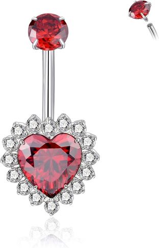 Lantine 14G Titanium Belly Button Rings Heart CZ Internal Threaded Curved Barbell Hypoallergenic Shiny Cute Navel Piercing Jewelry For Women 10mm in Kuwait