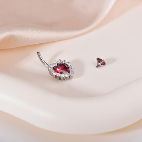 Lantine 14G Titanium Belly Button Rings Heart CZ Internal Threaded Curved Barbell Hypoallergenic Shiny Cute Navel Piercing Jewelry For Women 10mm in Kuwait