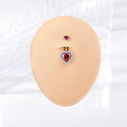 Lantine 14G Titanium Belly Button Rings Heart CZ Internal Threaded Curved Barbell Hypoallergenic Shiny Cute Navel Piercing Jewelry For Women 10mm in Kuwait