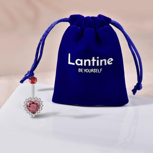 Lantine 14G Titanium Belly Button Rings Heart CZ Internal Threaded Curved Barbell Hypoallergenic Shiny Cute Navel Piercing Jewelry For Women 10mm in Kuwait