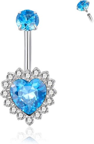 Lantine 14G Titanium Belly Button Rings Heart CZ Internal Threaded Curved Barbell Hypoallergenic Shiny Cute Navel Piercing Jewelry For Women 10mm in Kuwait