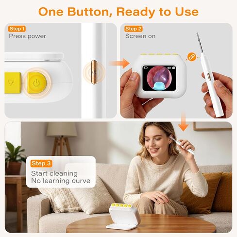 Ear Wax Removal Tool Camera with Screen, Smart Screen Ear Wax Removal Kit with 2.8'' HD Display, WiFi Automatic Connect - Ear Cleaner Tool with Camera&Screen, 6 Replaceable Tips, No App/Phone Needed in Saudi Arabia