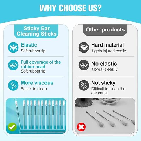 Sticky Ear Cleaning Stick for Adults, Sticky Cleaning Ear Stick, Gentle Earwax Removal Sticky Cleaner Stick for Safe Ear Cleaning 24Pcs in Kuwait