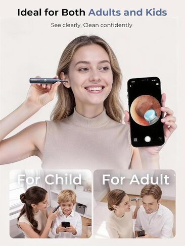 Ear Wax Removal Kit: I35R Ear Cleaner with Flexible Ear Camera Otoscope- Visual Ear Pick Tweezers Wax Remover - Ear Cleaning Kit 3 Pieces Inspection Tools for Family in Saudi Arabia