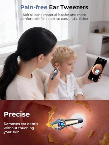 Ear Wax Removal Kit: I35R Ear Cleaner with Flexible Ear Camera Otoscope- Visual Ear Pick Tweezers Wax Remover - Ear Cleaning Kit 3 Pieces Inspection Tools for Family in Saudi Arabia