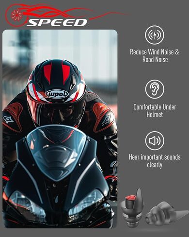 Hearprotek Motorcycle Ear Plugs, 3 Pairs Reusable 24dB Earplugs for Wind Noise Reduction-Comfortable Ear Protection Under Helmet for Motorcycle Lovers, Motorcycles, Motobike,Racing(Black) in Saudi Arabia