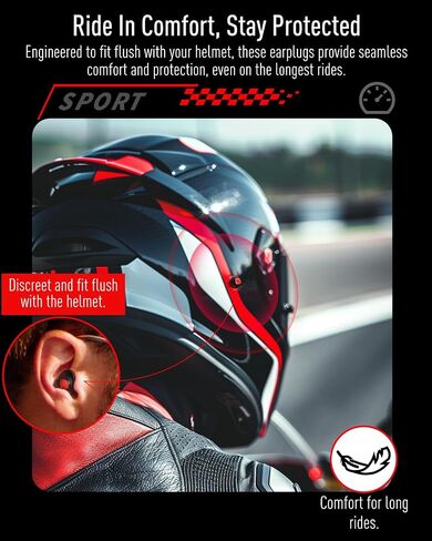 Hearprotek Motorcycle Ear Plugs, 3 Pairs Reusable 24dB Earplugs for Wind Noise Reduction-Comfortable Ear Protection Under Helmet for Motorcycle Lovers, Motorcycles, Motobike,Racing(Black) in Saudi Arabia