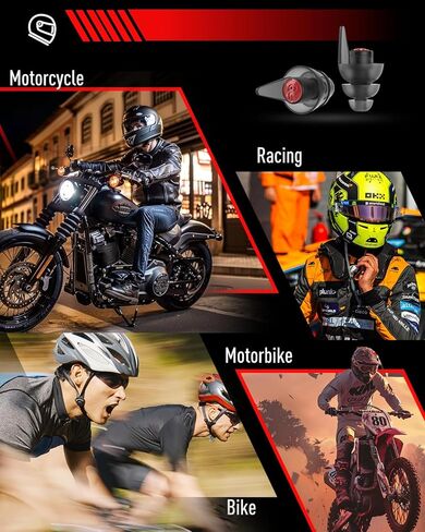 Hearprotek Motorcycle Ear Plugs, 3 Pairs Reusable 24dB Earplugs for Wind Noise Reduction-Comfortable Ear Protection Under Helmet for Motorcycle Lovers, Motorcycles, Motobike,Racing(Black) in Saudi Arabia