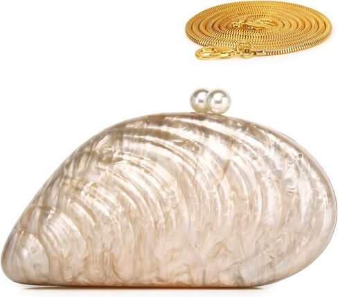 Labair Acrylic Shell Shaped Bag Marble Purses handbags for Women Wedding Party Formal. in Saudi Arabia