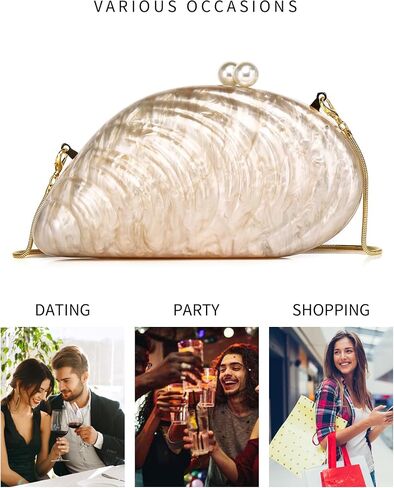 Labair Acrylic Shell Shaped Bag Marble Purses handbags for Women Wedding Party Formal. in Saudi Arabia