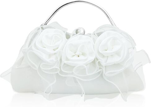 Elegant Floral Clutch Purse for Women Satin Evening Rose Pattern Bag for Wedding, Bridesmaid, Prom, Party, Date Night in Kuwait