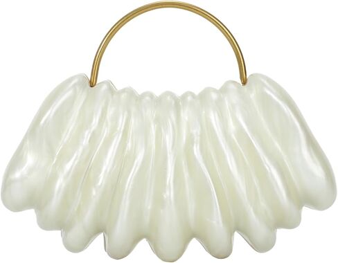 Women Shell Marbled Acrylic Clutch Purse, Wave Shaped Marble Acrylic Evening Bag With Chain for Wedding Party in Kuwait