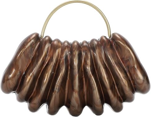 Women Shell Marbled Acrylic Clutch Purse, Wave Shaped Marble Acrylic Evening Bag With Chain for Wedding Party in Kuwait