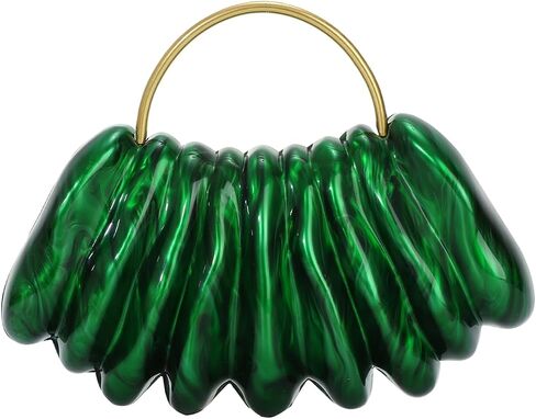 Women Shell Marbled Acrylic Clutch Purse, Wave Shaped Marble Acrylic Evening Bag With Chain for Wedding Party in Kuwait