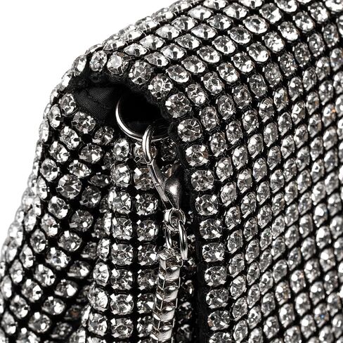 SARA DESIGNS Luxury Crystal Rhinestone Envelope Clutch Bag - Sparkly Silver Evening Purse for Weddings, Galas, and Formal Events - Designer Sparkle Pouch with Detachable Chain in Saudi Arabia