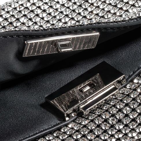 SARA DESIGNS Luxury Crystal Rhinestone Envelope Clutch Bag - Sparkly Silver Evening Purse for Weddings, Galas, and Formal Events - Designer Sparkle Pouch with Detachable Chain in Saudi Arabia