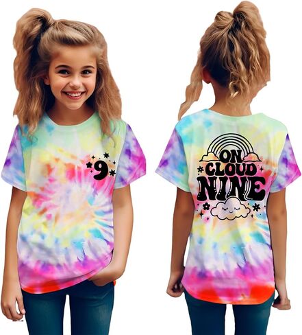 KEKEMI Birthday Girl Shirts Kids Girls On Cloud Nine Birthday Outfits Cute Cloud 9th T-Shirt Bday Party Tees Tops 9 Years Old in Kuwait
