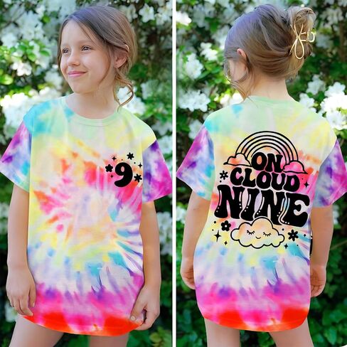 KEKEMI Birthday Girl Shirts Kids Girls On Cloud Nine Birthday Outfits Cute Cloud 9th T-Shirt Bday Party Tees Tops 9 Years Old in Kuwait